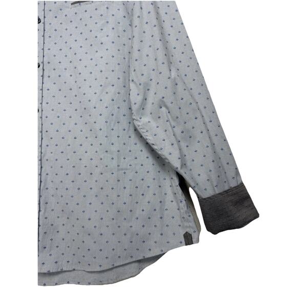 7 Diamonds Men's Button Up Shirt XL Flip Cuff Gray Blue Classic Fit Long Sleeve - Picture 5 of 13